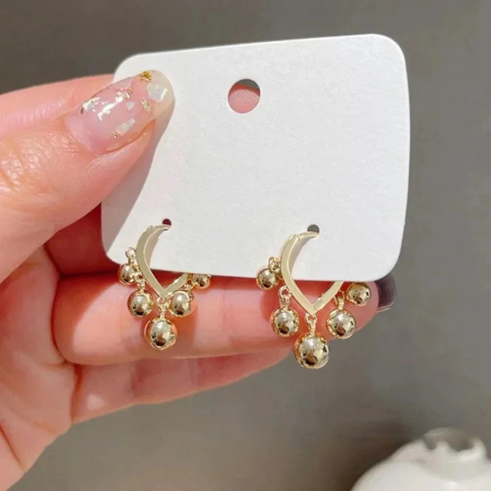 925 Sterling Silver Minimalist Huggie Earrings Dangle Ball Bead Drop Earrings